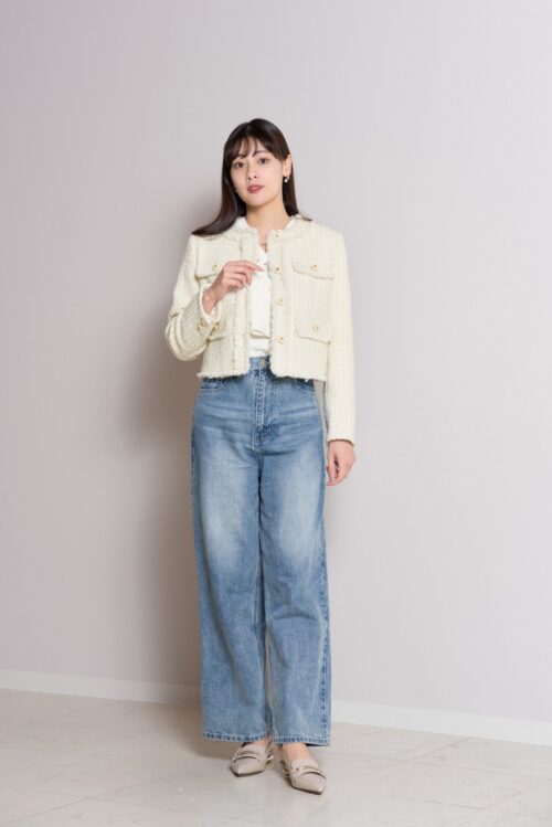 【新品未使用タグ付き】Grace Tweed Jacket Fringed tweed jacket | FG atelier